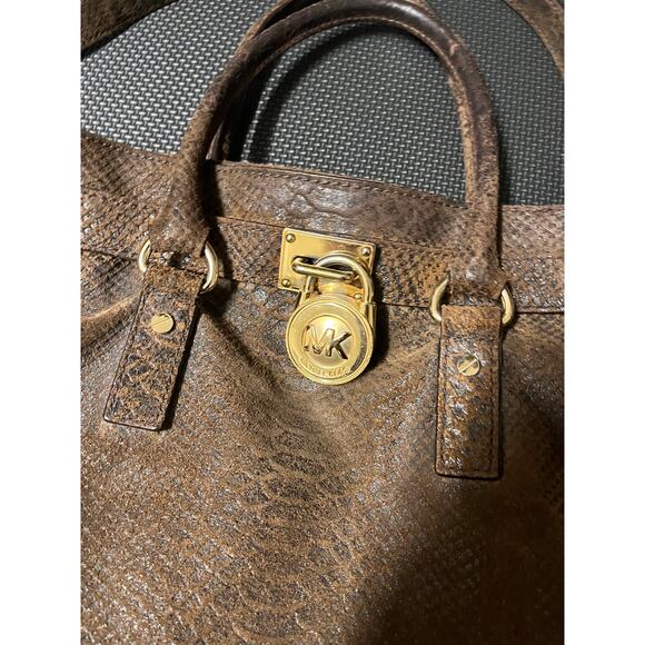 Michael Kors Large Hamilton‎ Crocodile Brown Tote! Rare Purse Bag - Picture 2 of 14